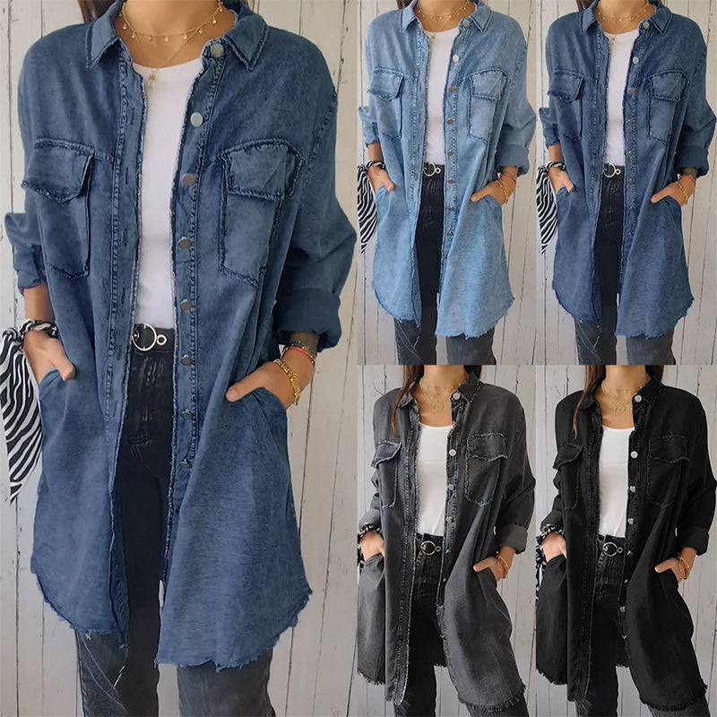 Denim Comfortable Long Coat Shirt