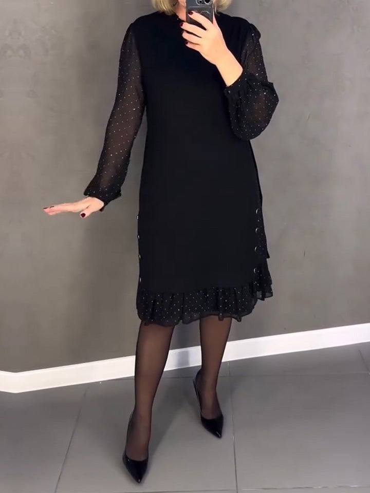 Long-sleeved polka dot dress
