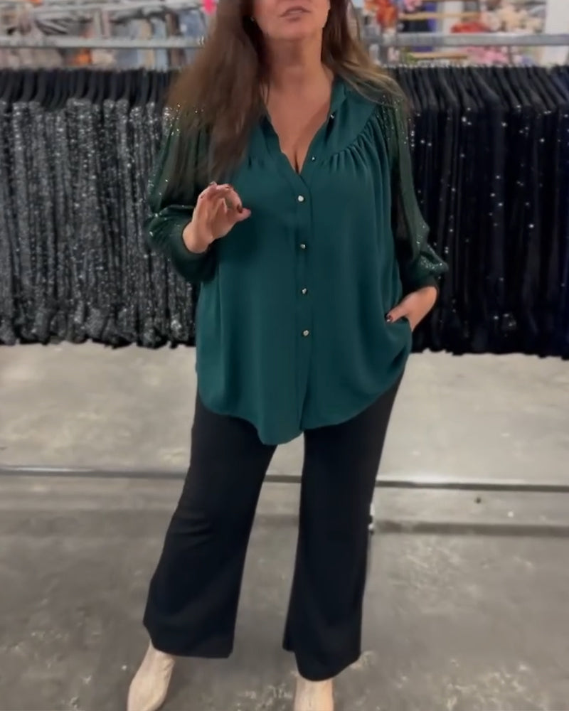 Loose Lapel Button-Down Shirt