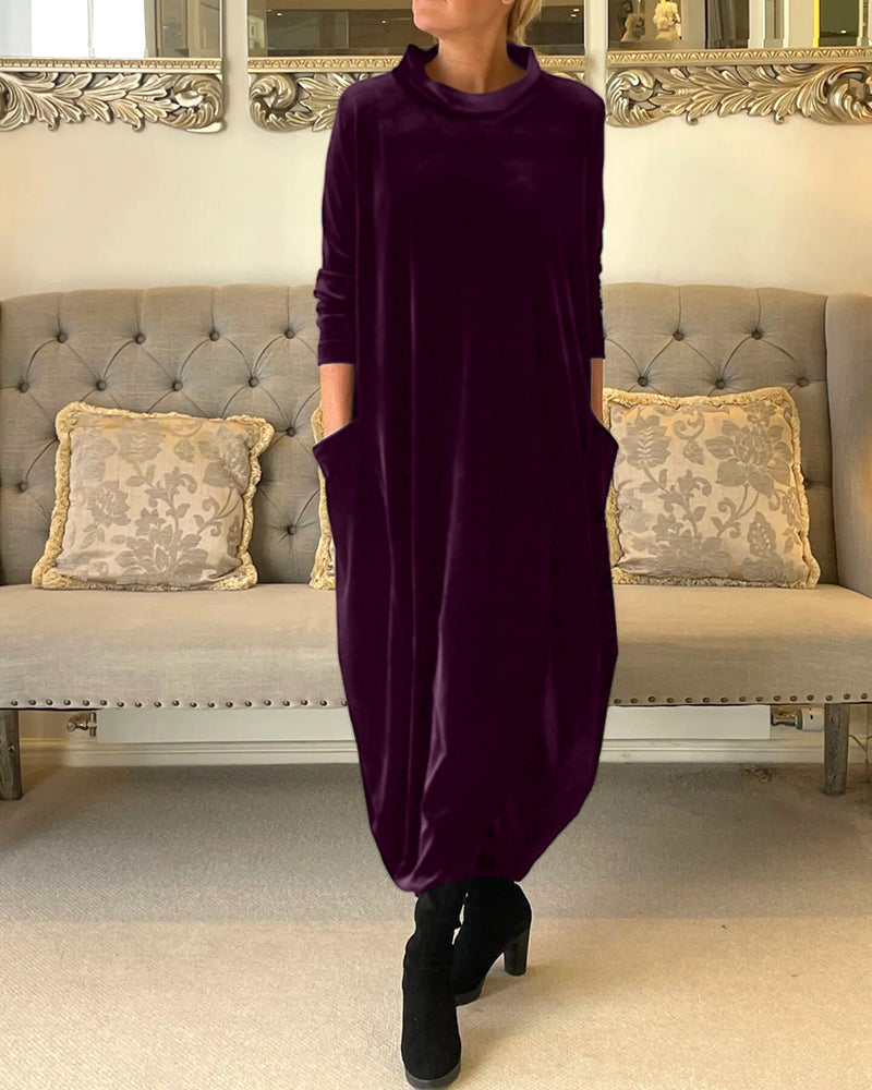 Pocket stand collar dress