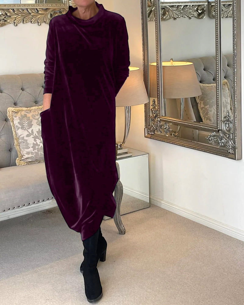 Pocket stand collar dress