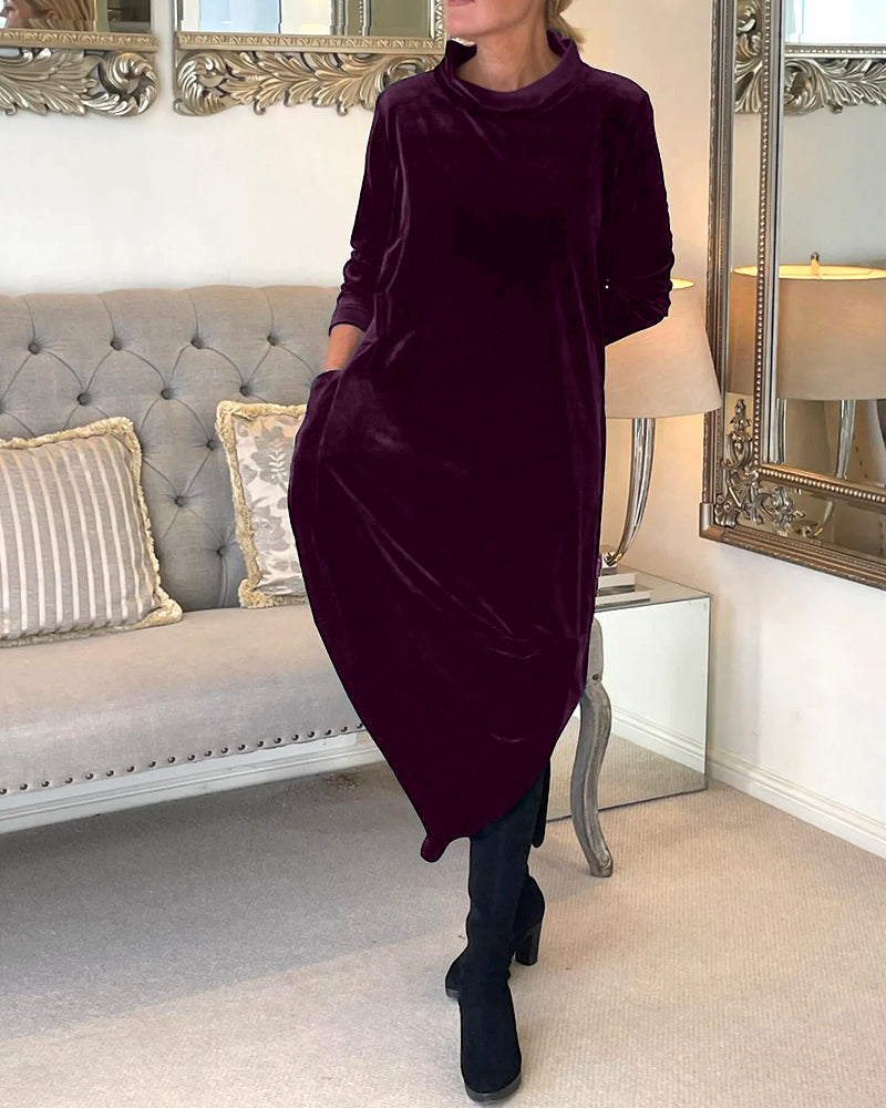 Pocket stand collar dress