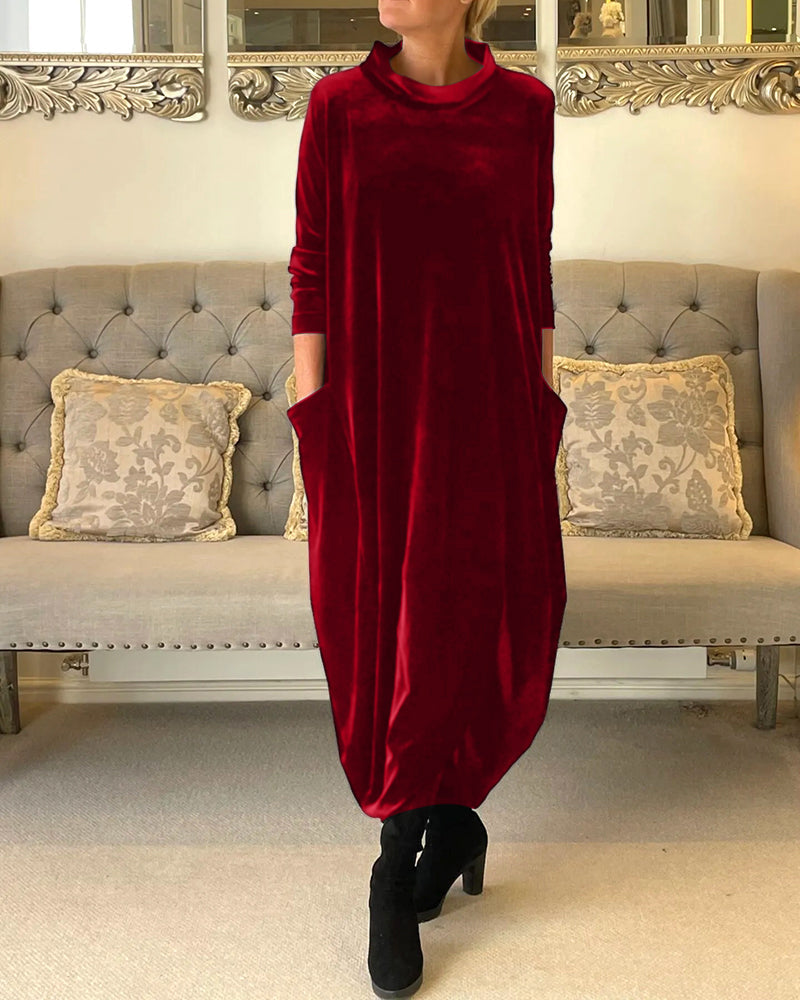Pocket stand collar dress
