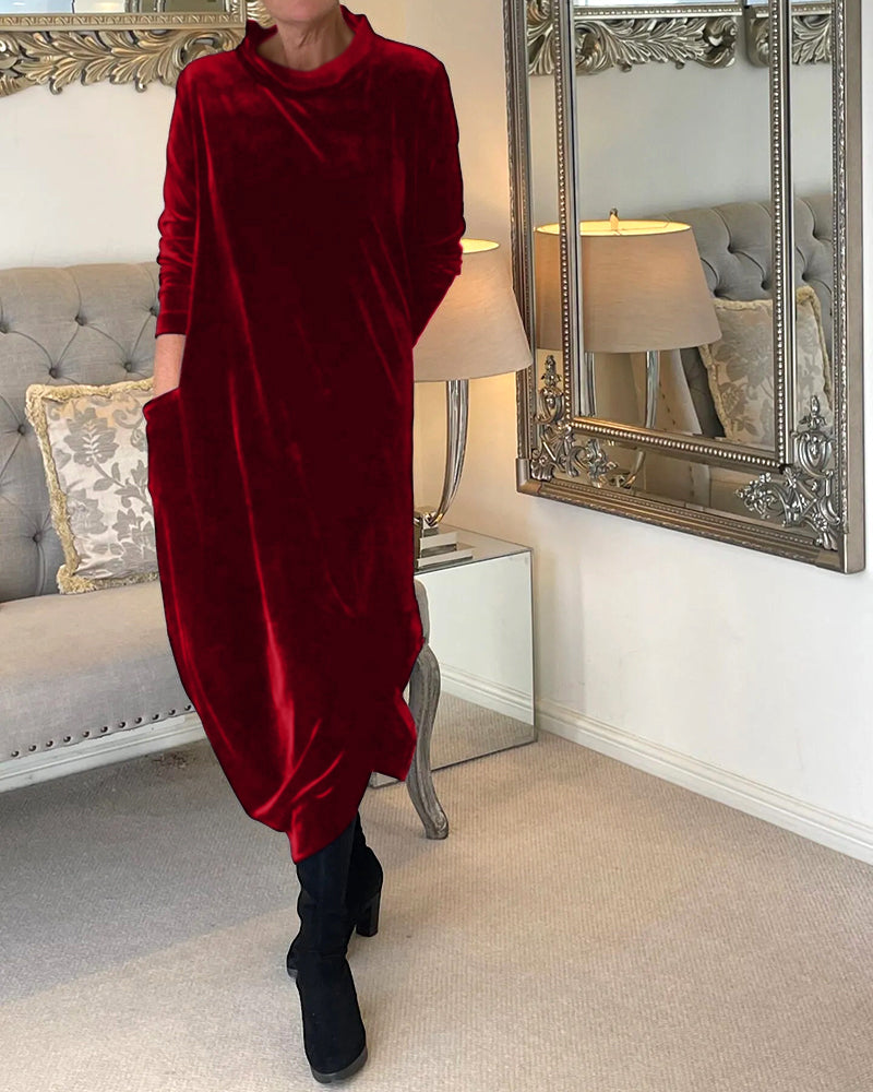 Pocket stand collar dress