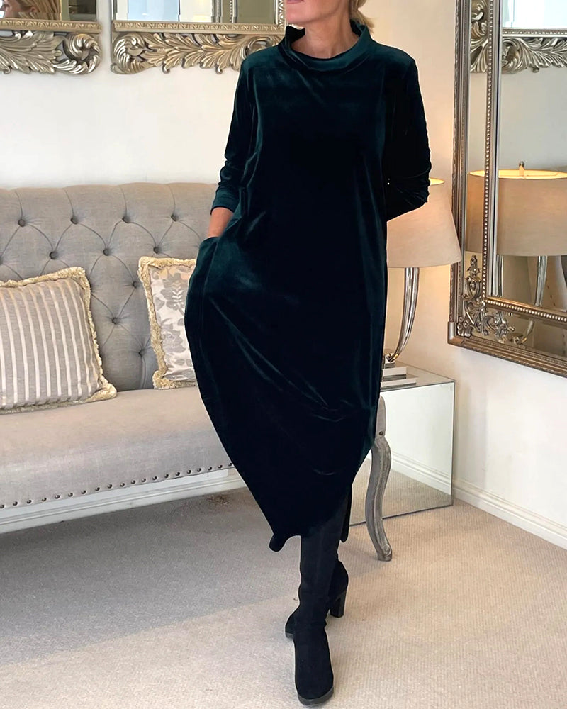 Pocket stand collar dress