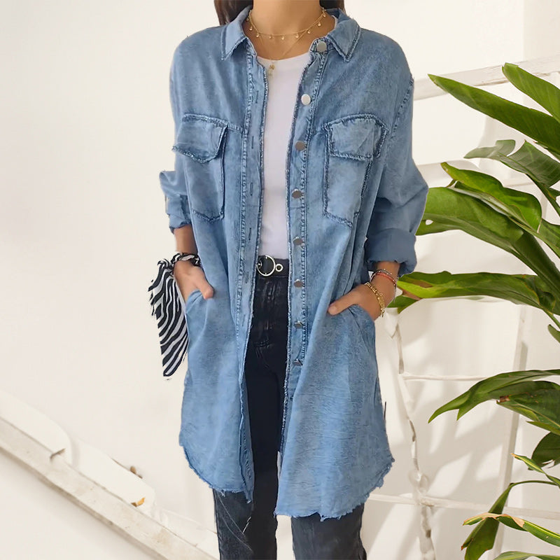 Denim Comfortable Long Coat Shirt