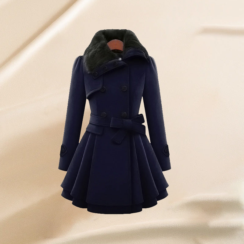 Women's slim-fit mid-length woolen coat