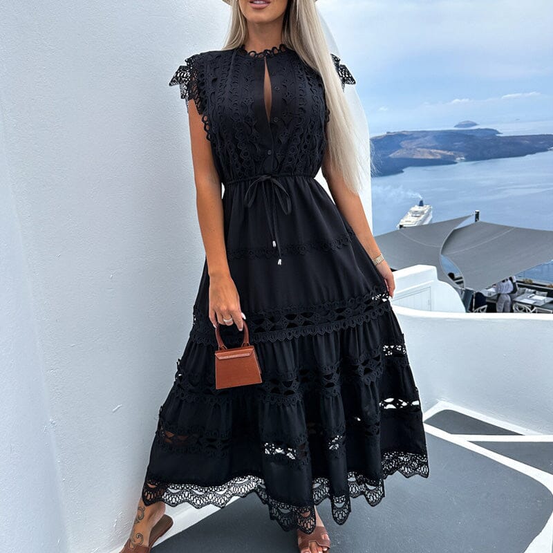 Women Hollow patchwork long dress