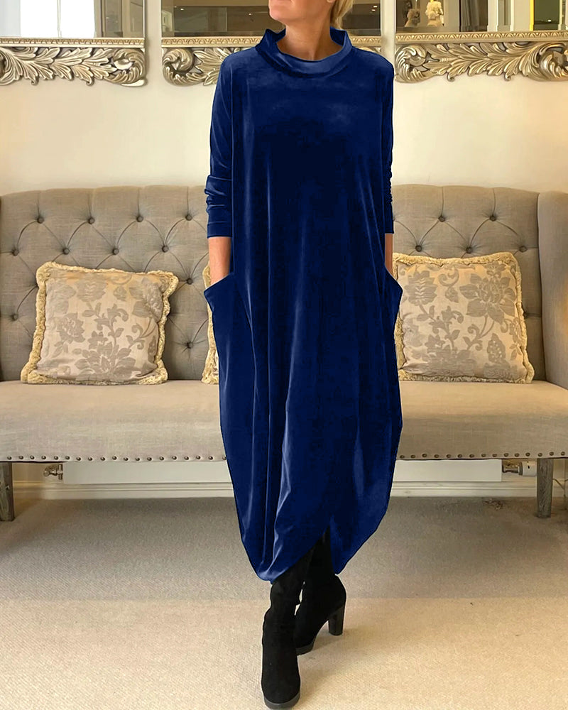 Pocket stand collar dress