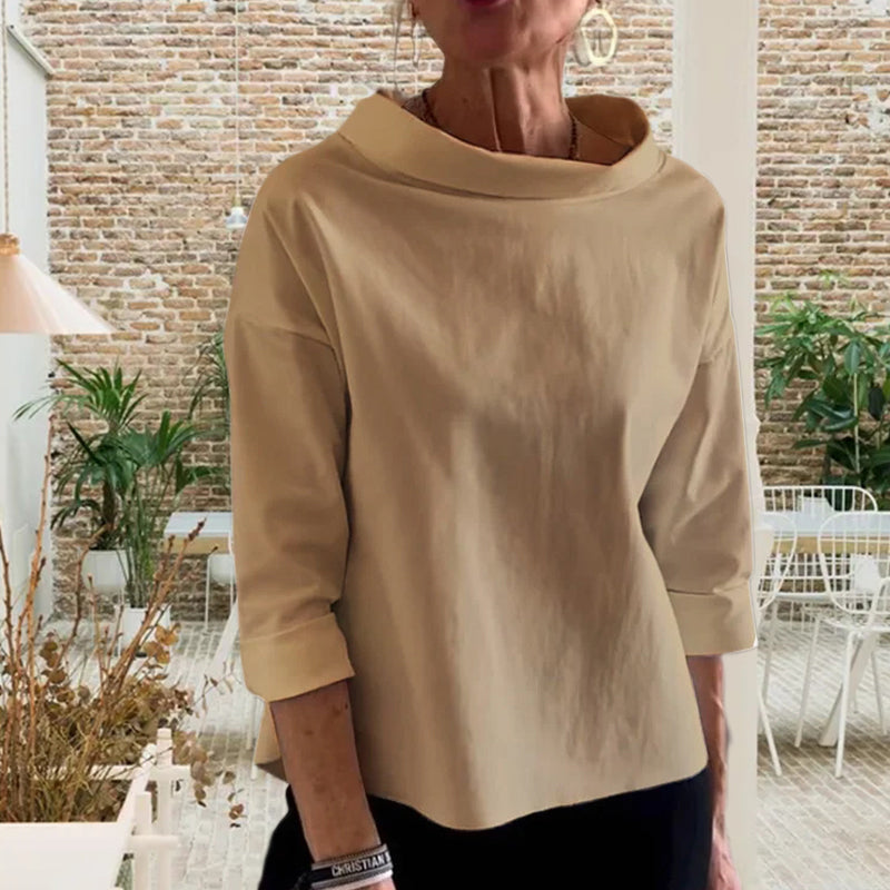 Casual Wide Lapel Half Turtleneck Top