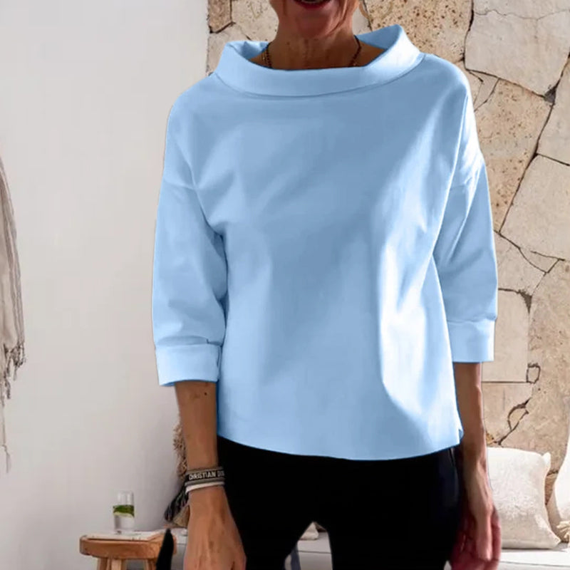 Casual Wide Lapel Half Turtleneck Top