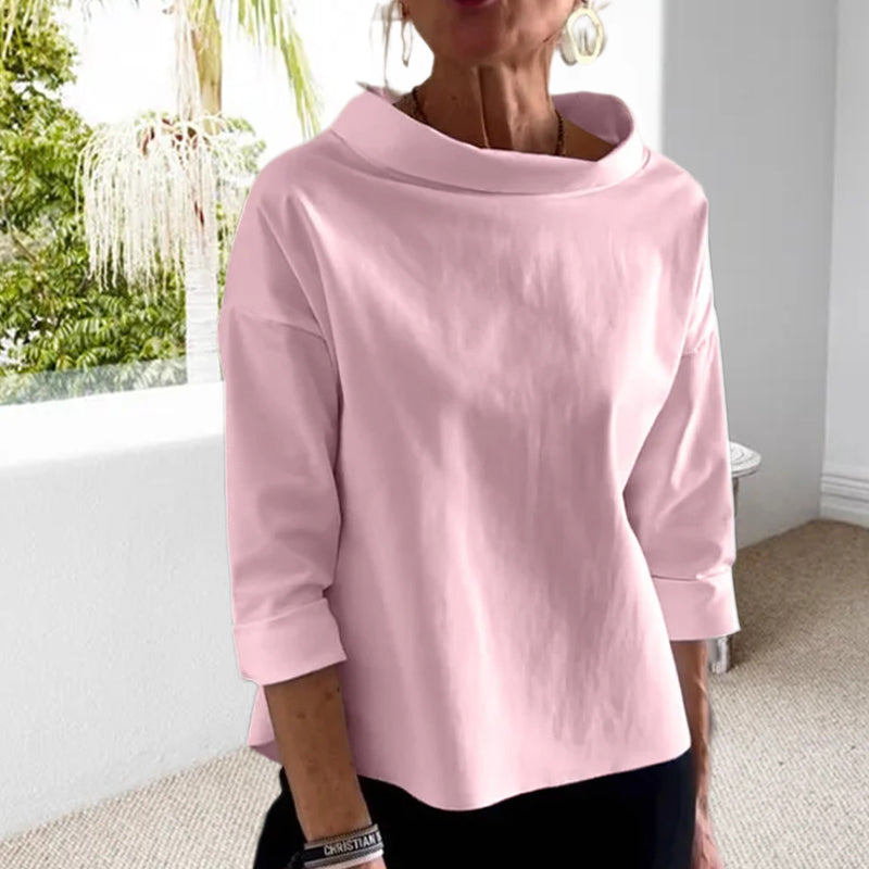 Casual Wide Lapel Half Turtleneck Top