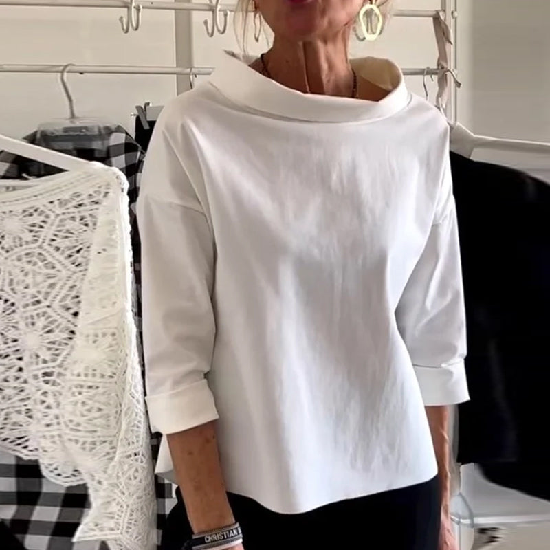 Casual Wide Lapel Half Turtleneck Top