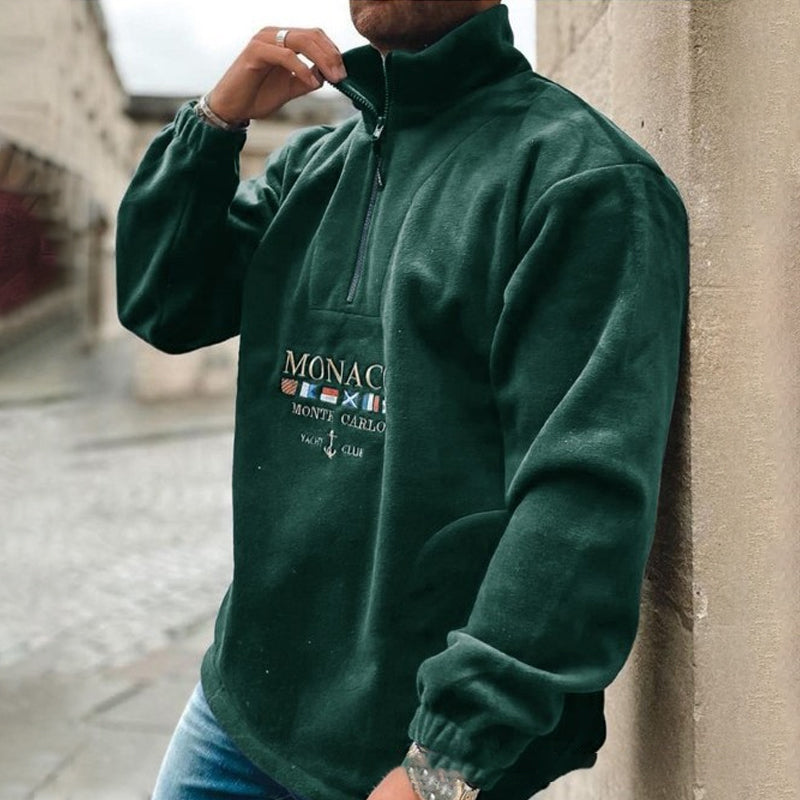 Letter Embroidered Thick Sweatshirt