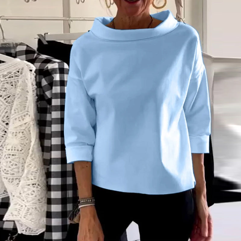 Casual Wide Lapel Half Turtleneck Top