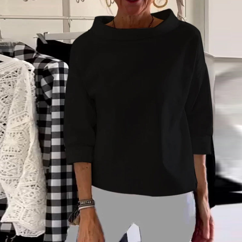Casual Wide Lapel Half Turtleneck Top