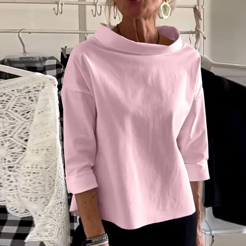 Casual Wide Lapel Half Turtleneck Top