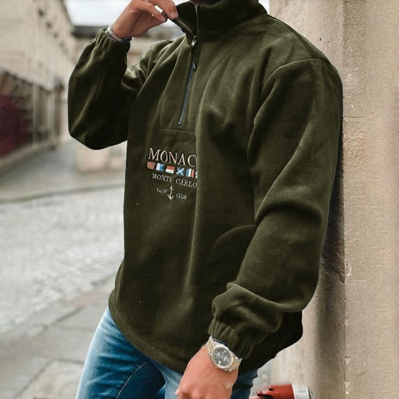 Letter Embroidered Thick Sweatshirt