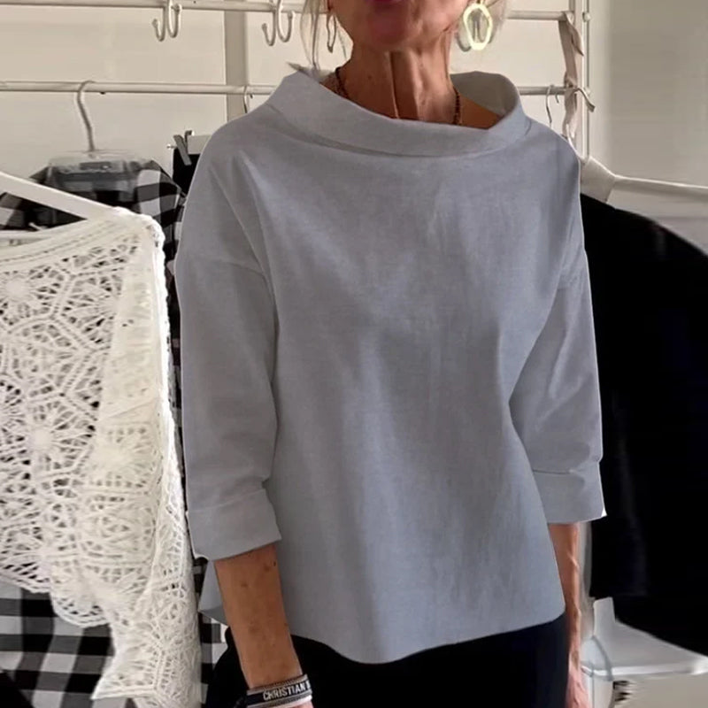 Casual Wide Lapel Half Turtleneck Top