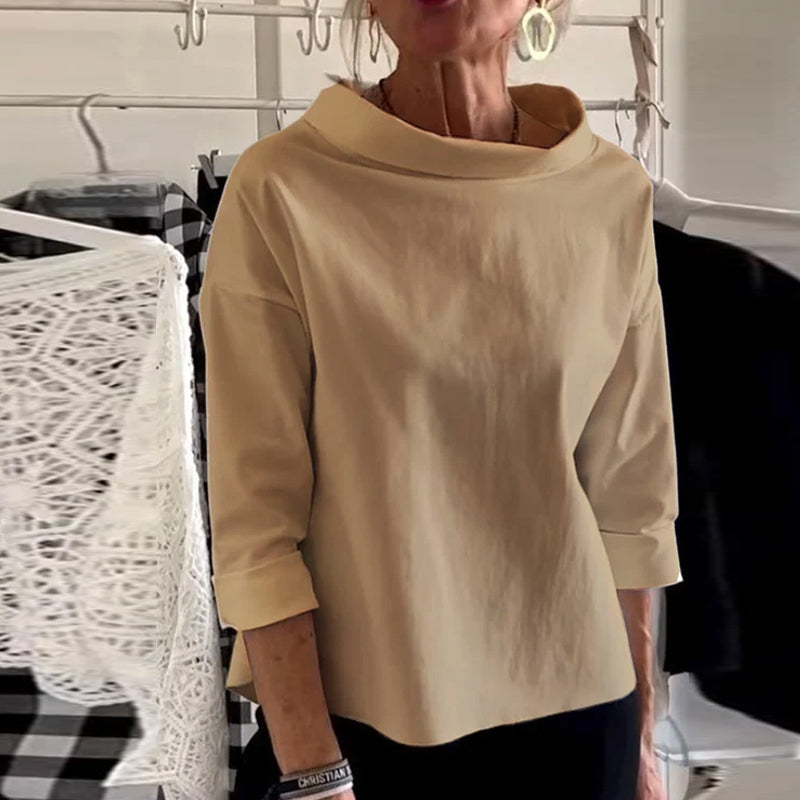Casual Wide Lapel Half Turtleneck Top