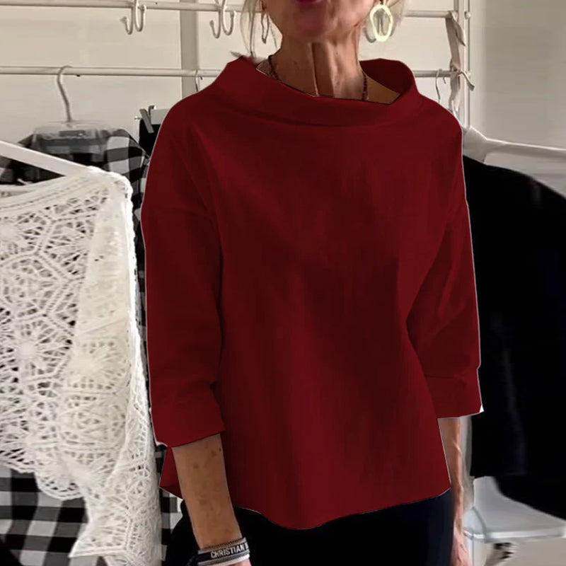 Casual Wide Lapel Half Turtleneck Top