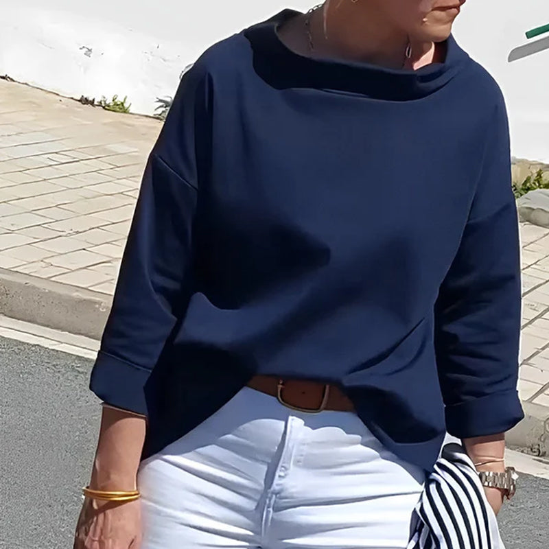 Casual Wide Lapel Half Turtleneck Top