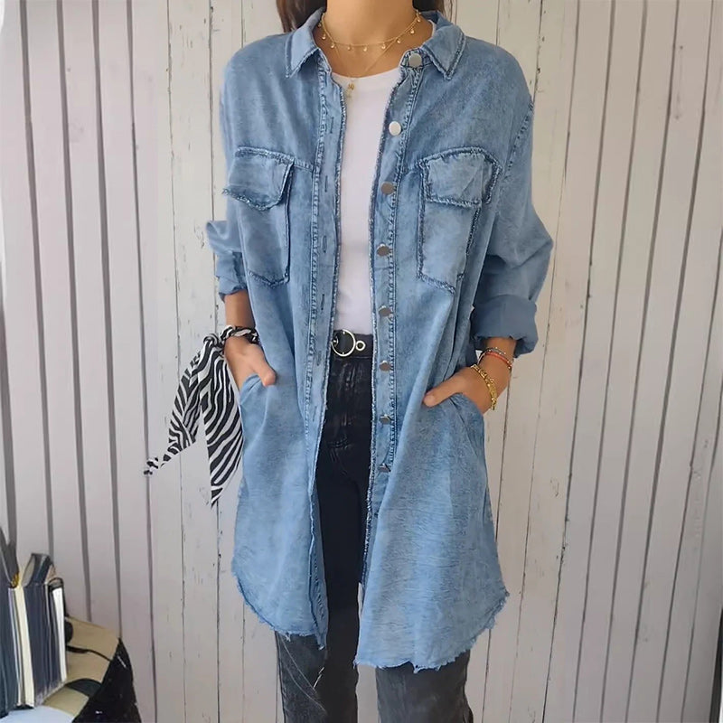 Denim Comfortable Long Coat Shirt