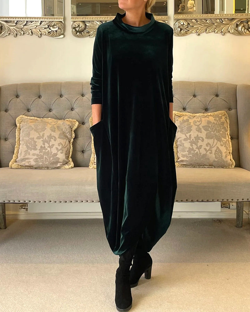 Pocket stand collar dress