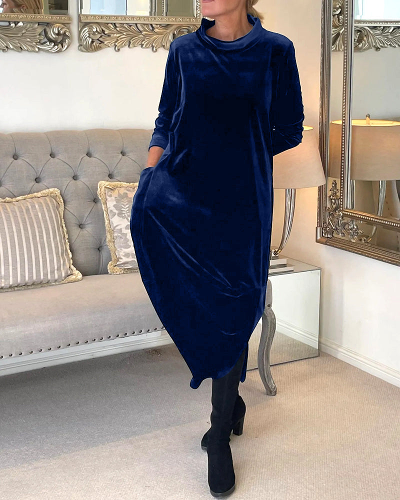Pocket stand collar dress