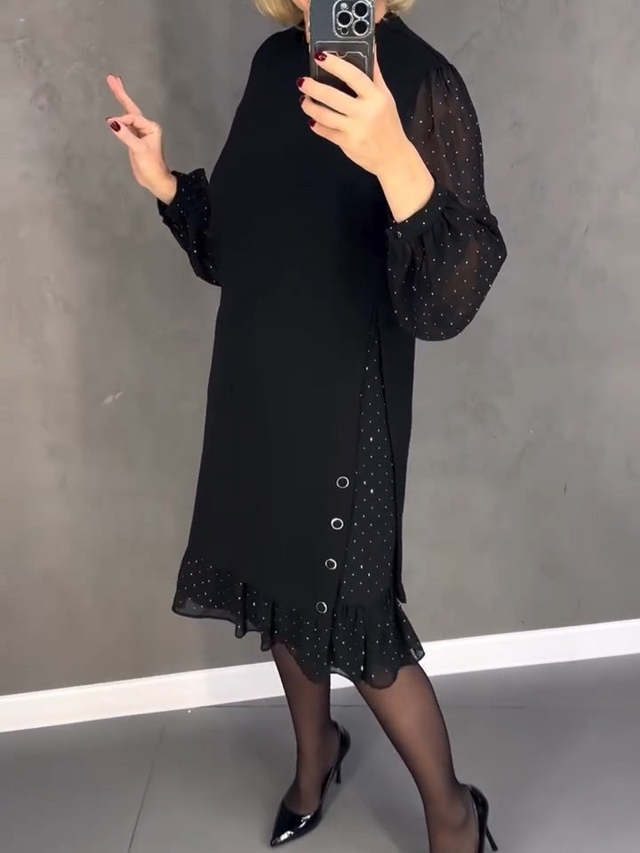 Long-sleeved polka dot dress