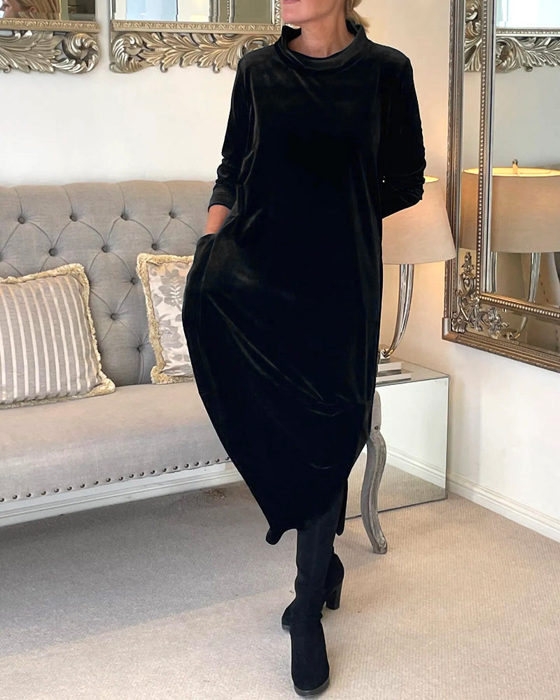 Pocket stand collar dress