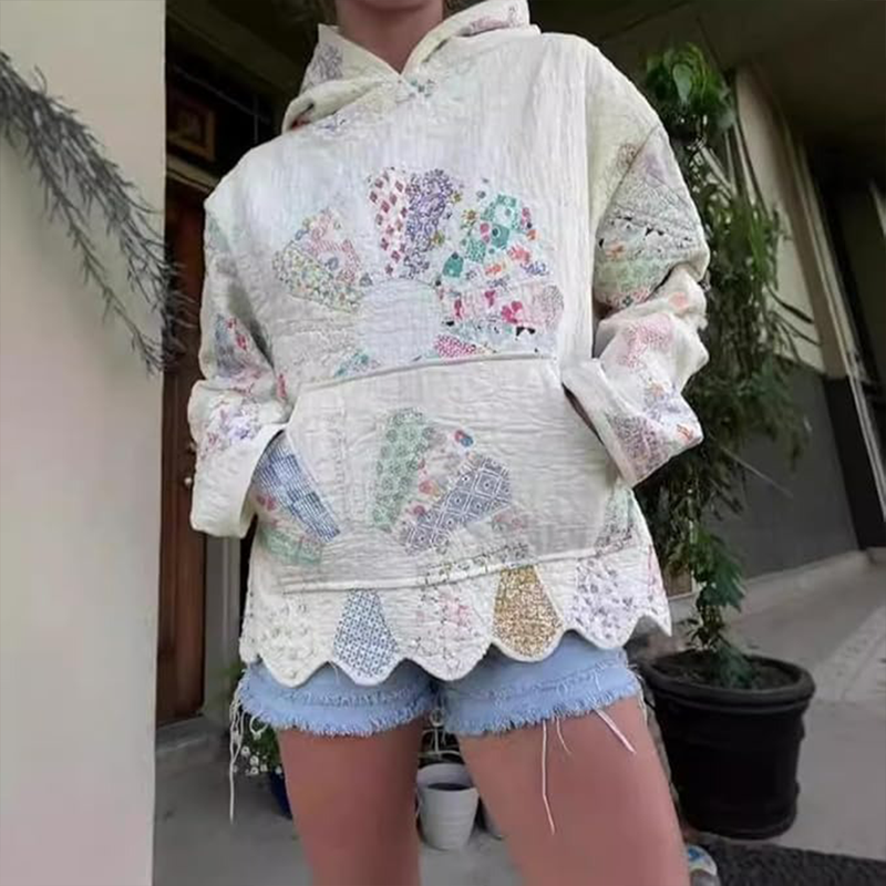 Women's Fashion Waffle print hoodie