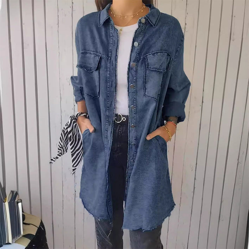 Denim Comfortable Long Coat Shirt