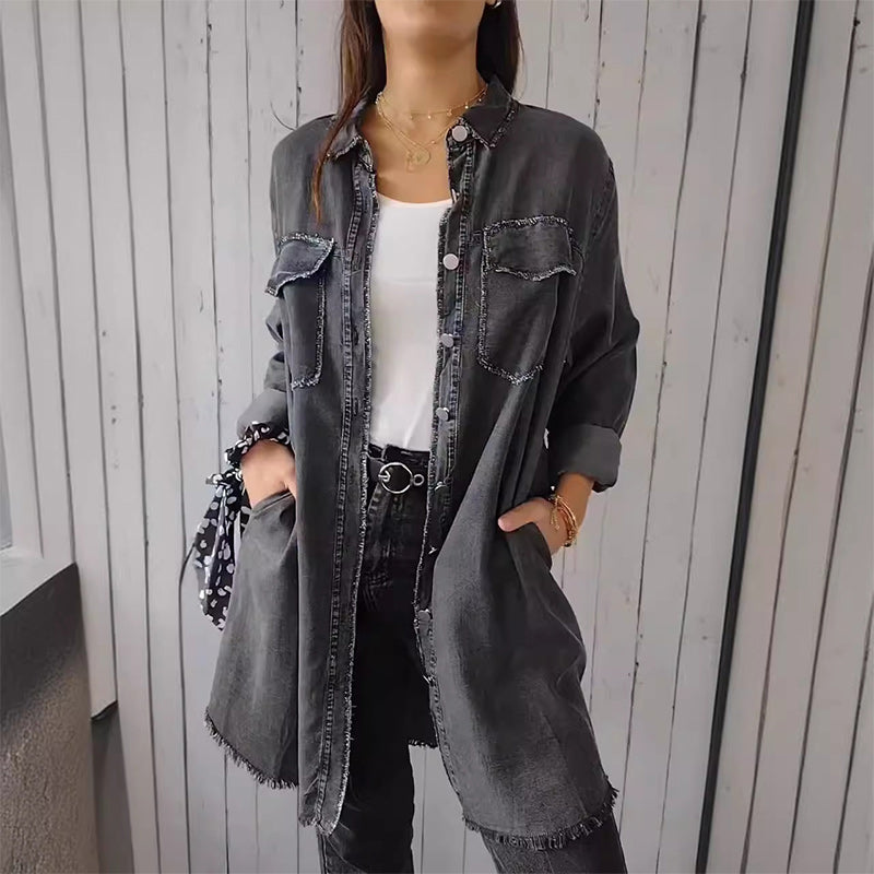 Denim Comfortable Long Coat Shirt