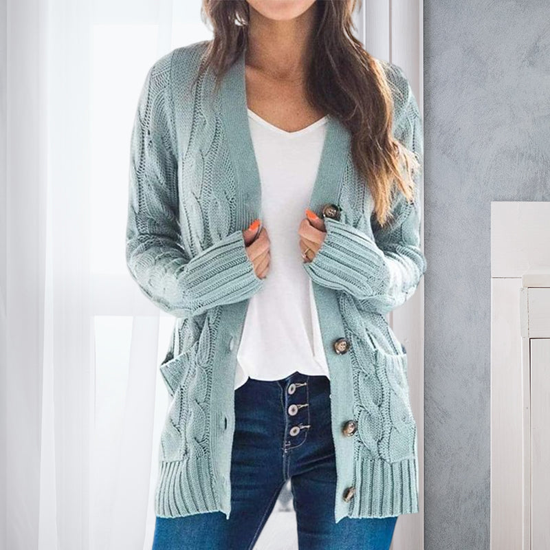 V Neck Long Sleeve Casual Cardigan Jacket