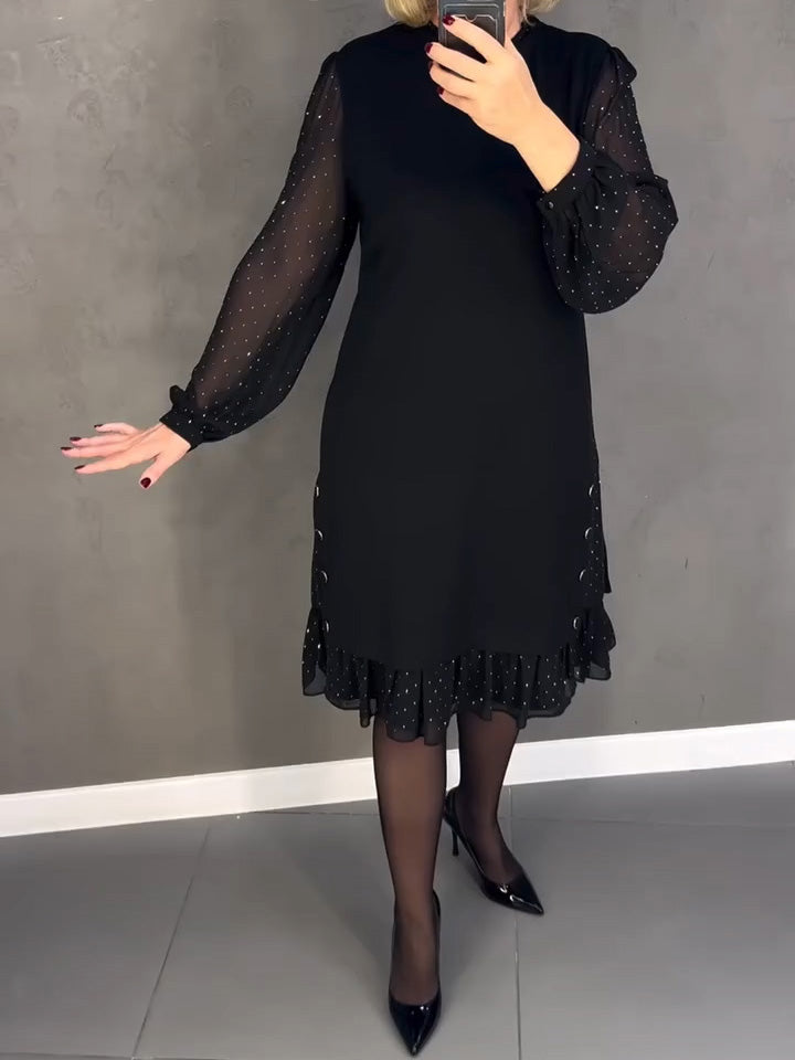 Long-sleeved polka dot dress