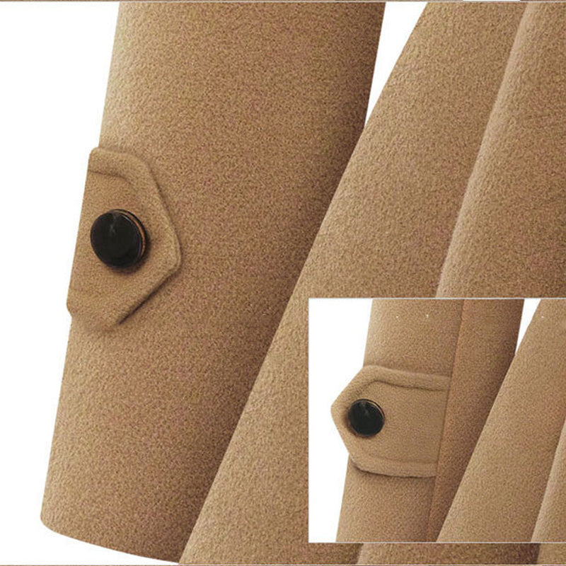 Women's slim-fit mid-length woolen coat