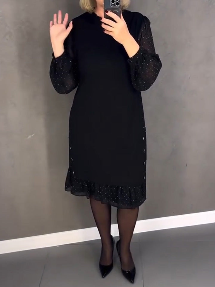 Long-sleeved polka dot dress
