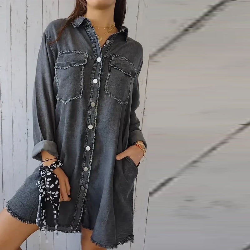 Denim Comfortable Long Coat Shirt