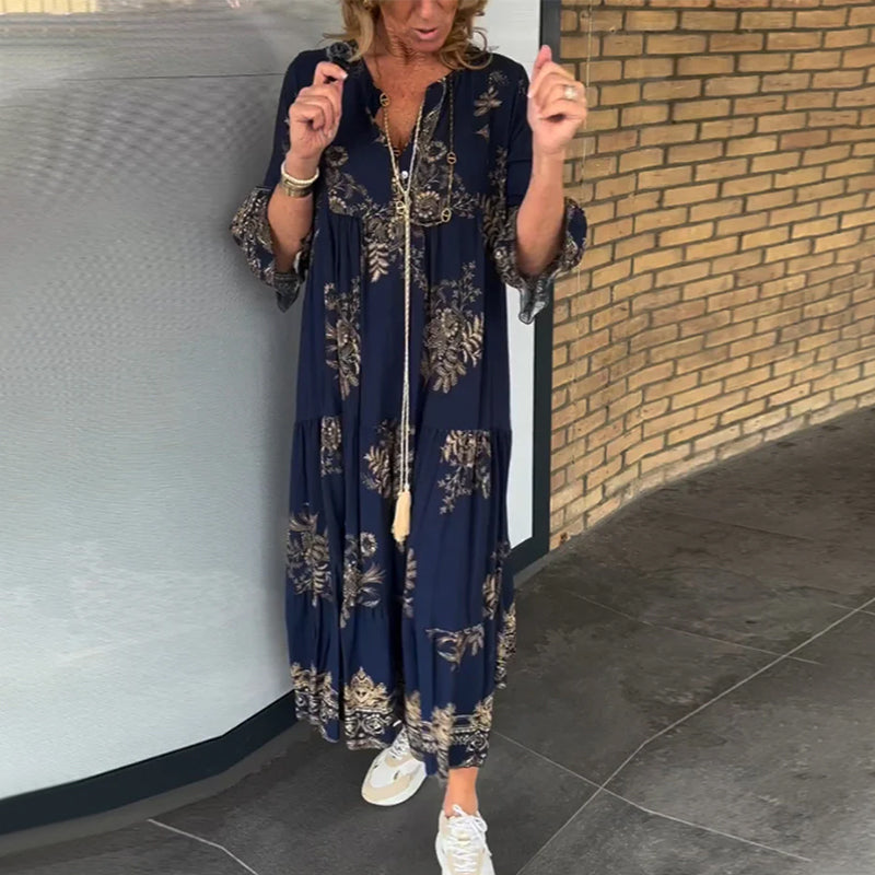 V-neck Vintage Loose Dress