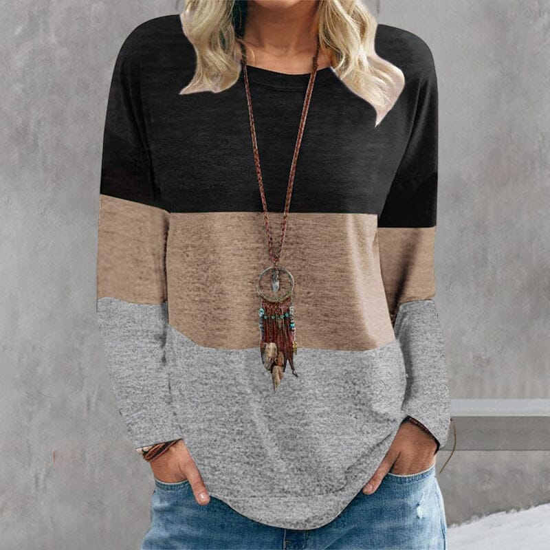 Color Block Printed Crew Neck Sweatshirt