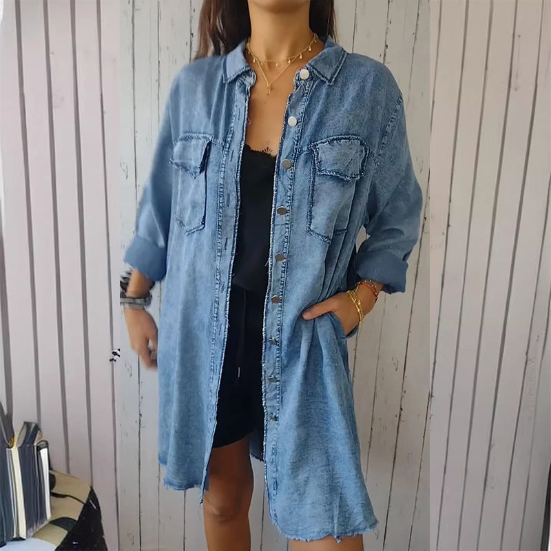 Denim Comfortable Long Coat Shirt