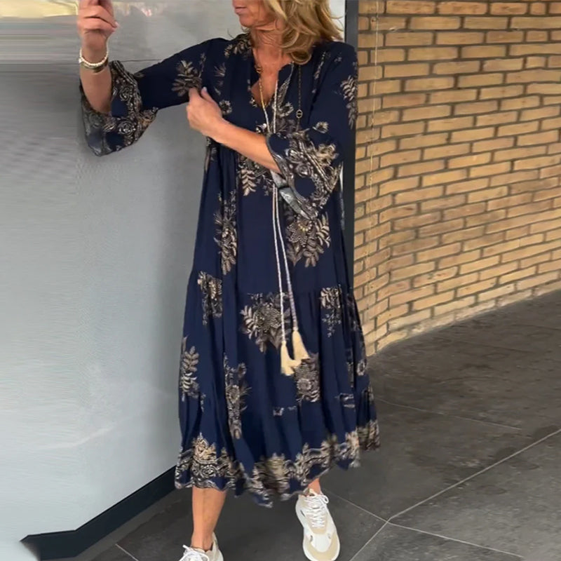V-neck Vintage Loose Dress