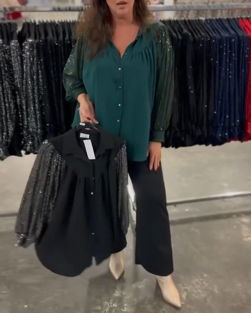Loose Lapel Button-Down Shirt