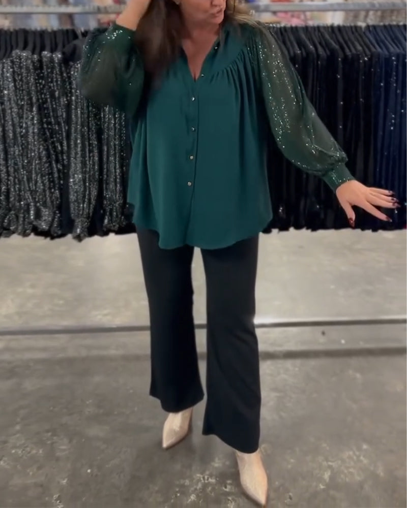 Loose Lapel Button-Down Shirt