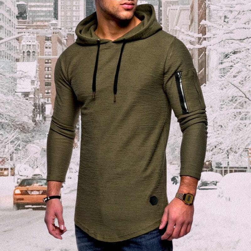 Men'S Casual Hooded Solid Color Zipper Sweatshirts