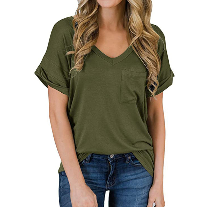 V-neck Loose Short Sleeves