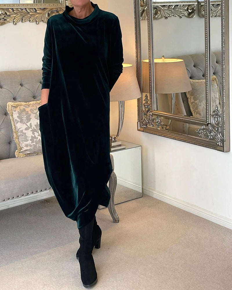 Pocket stand collar dress