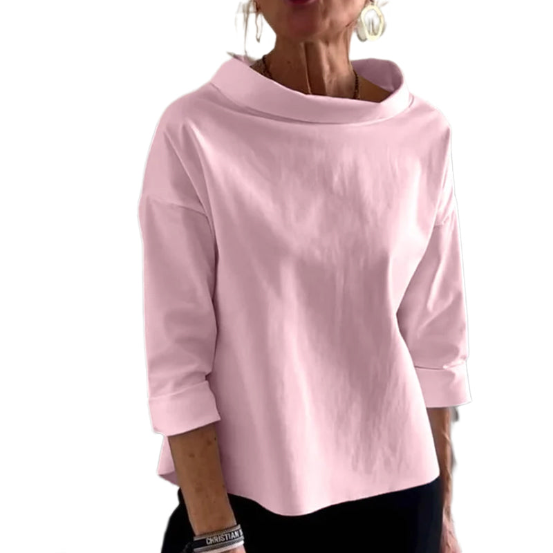 Casual Wide Lapel Half Turtleneck Top