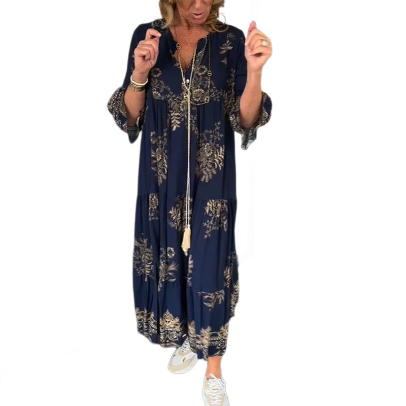 V-neck Vintage Loose Dress